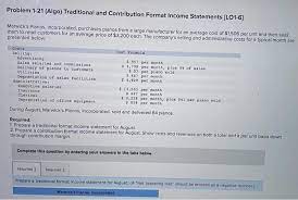 Solved Problem 1 21 Traditional And Contribution Format Chegg Com gambar png