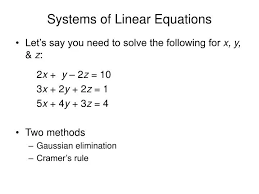 Ppt Systems Of Linear Equations