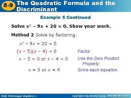 The Quadratic Formula And The The