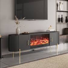 78 7 Modern Black Electric Fireplace