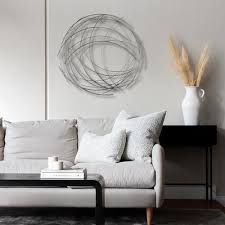 Denine Silver Metal Abstract Round Wall