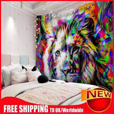 Colorful Lion Tapestry Wall Hanging