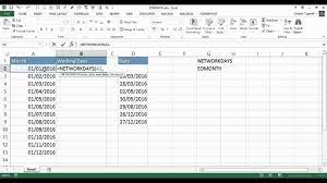 working days in each month using excel
