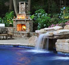 custom swimming pool with grotto and