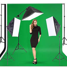 Andoer Photography Softbox Backdrop Lighting Kit Photo Video Studio Stand Kit With 3 Color 6 6 X 9 8ft Back Studio Photography Muslin Backdrops Light Backdrop