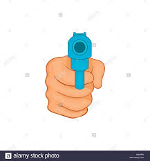 Mano apuntando con la pistola, el icono de estilo de dibujos animados  Imagen Vector de stock - Alamy
