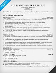 Culinary Resume Resume Objective Examples Resume Chef Resume