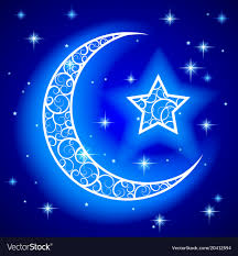shining decorative half moon with star