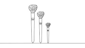 line drawing of cosmetics brushes