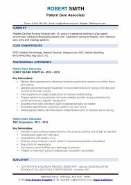 Patient Care Associate Resume Samples Qwikresume