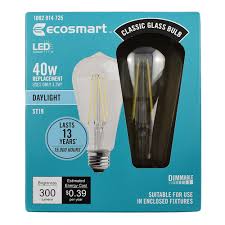 Ecosmart 40 Watt Equivalent St19 Dimmable Clear Filament Vintage Style Led Light Bulb Daylight 2 Pack Walmart Com Walmart Com