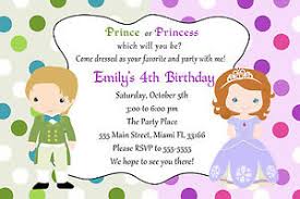 30 Prince Princess Invitation Cards Kids Birthday Party Invites