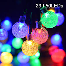 23ft 50 Led Solar Outdoor Crystal Ball Lights Solar Powered Christmas Lights Waterproof Decorative Lights With 8 Modes For Wedding Garden Patio