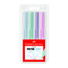 Caneta fine pen colors estojo c/ 48 cores faber castell. Caneta Faber Castell Fine Pen Colors Pastel Com 4 Cores