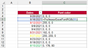 the font color from excel cell