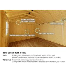 best barns new castle 16 ft x 12 ft wood storage shed kit with floor including 4 x 4 runners clear