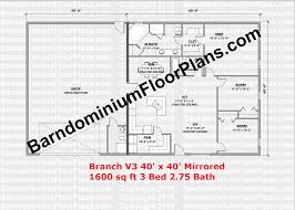 Browse our narrow lot house plans organized by size, for the perfect plan that is under 40 feet wide, if you own a narrow lot? Branch 40 Wide 3 Bedroom Barndominium Floor Plan Versions Barndominiumfloorplans