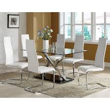 modern chrome dining room set w/ white