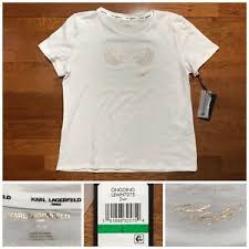 Details About Karl Lagerfeld Paris Ikonik Sunglasses White T Shirt Women S Size Large