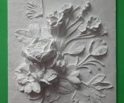 Plaster Wall Art Botanical Sculpture