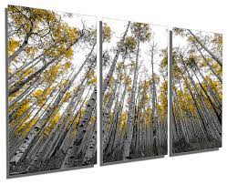 aspen trees yellow leaves 3 panel