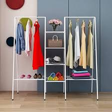 With the ability to have sections with different types of clothing makes it an ideal solution. Jurmerry Heavy Duty Clothes Rail Garment Rail Coat Stand Top Rod Metal With Shoes Shelves White Amazon Co Uk Kitchen Home