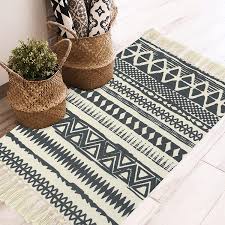 bohemian cotton area rug with fringe