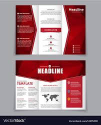Design Folding Brochure With Red Polygonal Vector Image
