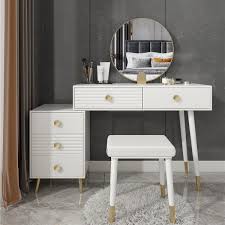 modern makeup vanity desk vanity set with mirror stool dresser table with 5 drawers
