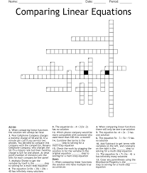 Comparing Linear Equations Crossword