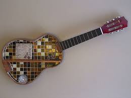 Upcycled Angle Hung Mosaic Guitar Shelf
