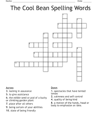 The Cool Bean Spelling Words Crossword
