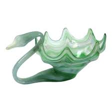 1950s Green Murano Glass Swan Bowl