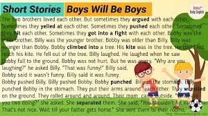 short stories in english boys will be boys