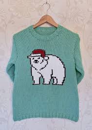 Intarsia Polar Bear Chart Adults Sweater Knitting