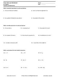 worksheet variable expressions