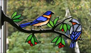 Stained Glass Birds On A Branch Window
