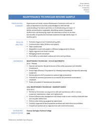 Electrical Maintenance Technician Resume Cover Letter