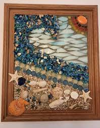 Ocean Wave Beach Mosaic Wall Art Wood