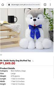 large size husky stuffed toy from blue