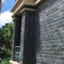 Black Slate Mushroom Tiles Stone Wall