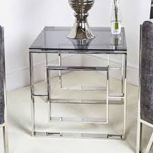 Athens Smoked Glass End Table With