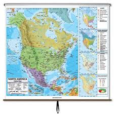 North America Wall Map Political Map Wall Maps Mileage