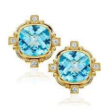mazza co 18k yellow gold blue topaz and