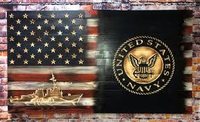 U S Navy American Flag Wood Flag Wall
