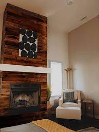 Wood Accent Fireplace Wall Rustic