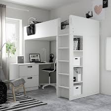 Loftbett spart platz im babyzimmer. Smastad Loft Bed White White With Desk With 3 Drawers Ikea