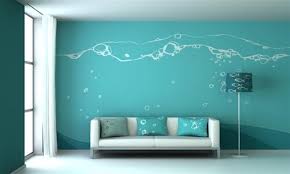 blue wall painting design ideas living