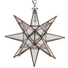 Large Copper And Glass Star Light Fixture