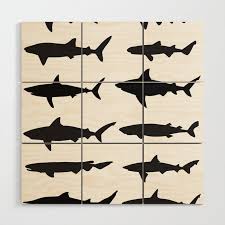 Shark Silhouettes Wood Wall Art By Art